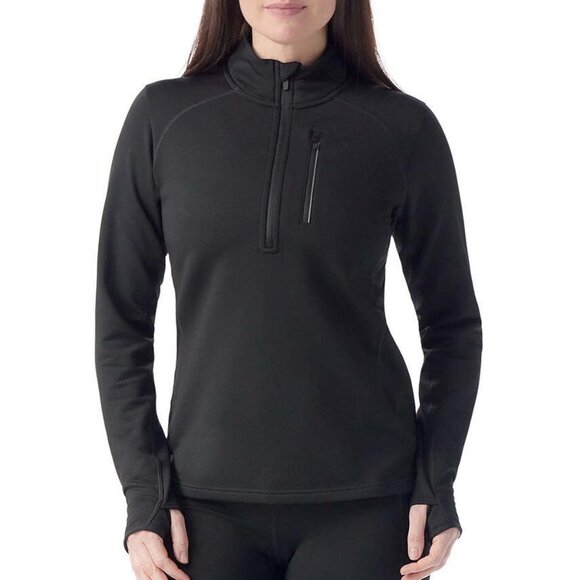 Smartwool Women's Small Women's Active Fleece 1/2 Zip Pullover Black Merino Wool - Picture 1 of 11